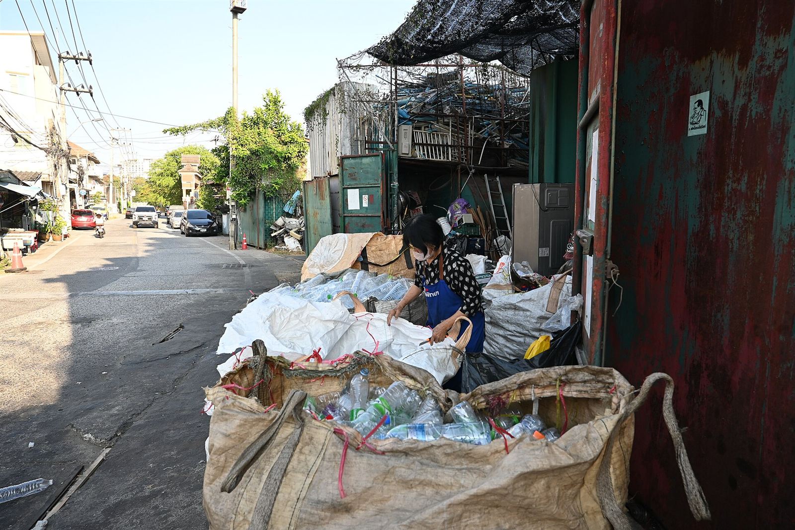 Recyclable materials being sorted for recovery